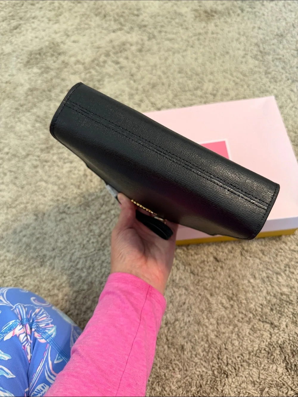 kate spade Black Leather Wristlet with Gold Logo